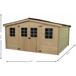 Abri En Bois Massif 12,65m² – Madriers 28mm + Couverture Plaques Ondulées -Outdoor Soldes abri en bois massif 12m madriers 28mm couverture plaques ondulees 3