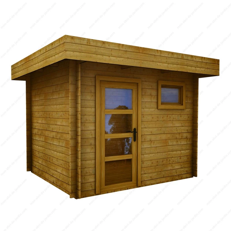 Abri En Bois Massif 7,5m² MODERNE Teinté Marron - Madriers 40mm Gardy Shelter 3 Abri En Bois Massif 7,5m² MODERNE Teinté Marron - Madriers 40mm Gardy Shelter – Image 3