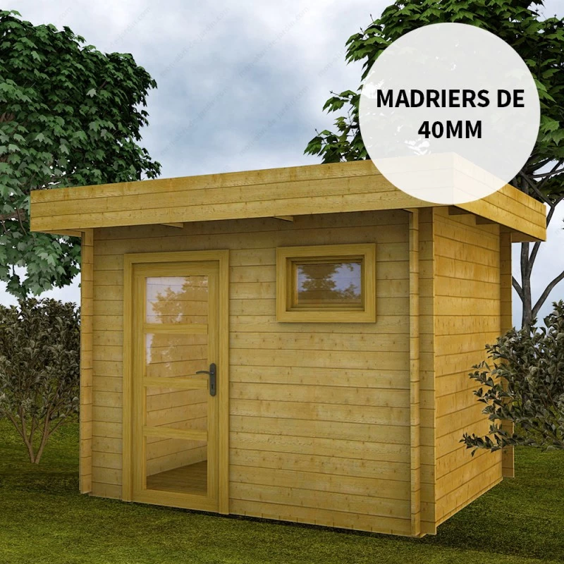 Abri En Bois Massif 7,5m² MODERNE Teinté Marron - Madriers 40mm Gardy Shelter 1 Abri En Bois Massif 7,5m² MODERNE Teinté Marron - Madriers 40mm Gardy Shelter