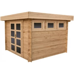 Abri En Bois Massif 9m² MODERNE Traité Marron 28mm Gardy Shelter 9 Abri En Bois Massif 9m² MODERNE Traité Marron 28mm Gardy Shelter -Outdoor Soldes abri en bois massif 9m moderne teinte marron madriers 28mm gardy shelter 3