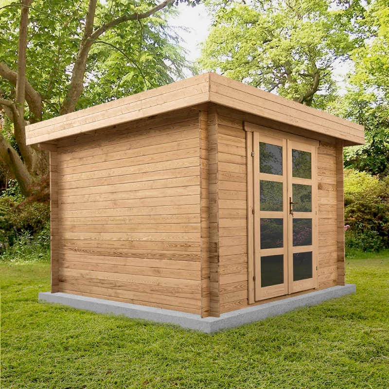 Abri En Bois Massif 9m² MODERNE Traité Marron 28mm Gardy Shelter 1 Abri En Bois Massif 9m² MODERNE Traité Marron 28mm Gardy Shelter