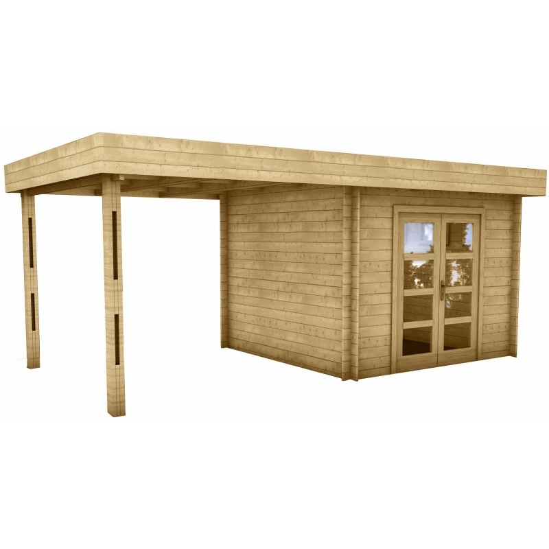 Abri En Bois Massif 9m² MODERNE + Terrasse 7m² Gardy Shelter 1 Abri En Bois Massif 9m² MODERNE + Terrasse 7m² Gardy Shelter