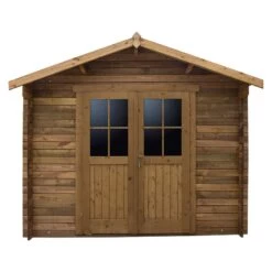 Abri En Bois Massif 9m² PLUS 28mm Traité Teinté Marron Gardy Shelter -Outdoor Soldes abri en bois massif 9m plus 28mm traite teinte marron gardy shelter 2