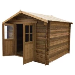 Abri En Bois Massif 9m² PLUS 28mm Traité Teinté Marron Gardy Shelter -Outdoor Soldes abri en bois massif 9m plus 28mm traite teinte marron gardy shelter 5