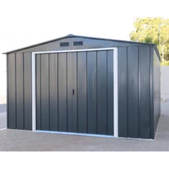Abri En Métal Parois Hautes Anthracite Colussus 11,69m² DURAMAX + Kit Ancrage -Outdoor Soldes abri en metal parois hautes anthracite colussus 1169m duramax kit ancrage 2