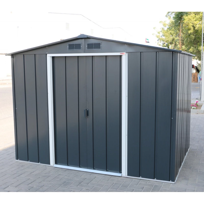 Abri En Métal Parois Hautes Anthracite Titan Premium 4,77m² DURAMAX + Kit Ancrage 1 Abri En Métal Parois Hautes Anthracite Titan Premium 4,77m² DURAMAX + Kit Ancrage