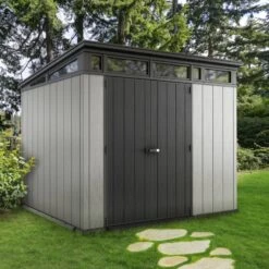 Abri Monopente En Résine Brossée Brossium 6m² + Plancher KETER -Outdoor Soldes abri en resine brossee monopente brossium 6m plancher keter 3