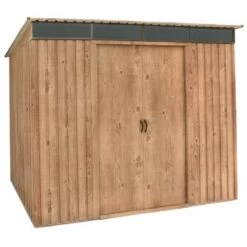 Abri Monopente En Métal Imitation Bois Skylight 4,84m² - DURAMAX + Kit D'ancrage -Outdoor Soldes abri monopente en metal imitation bois skylight 484m duramax 3