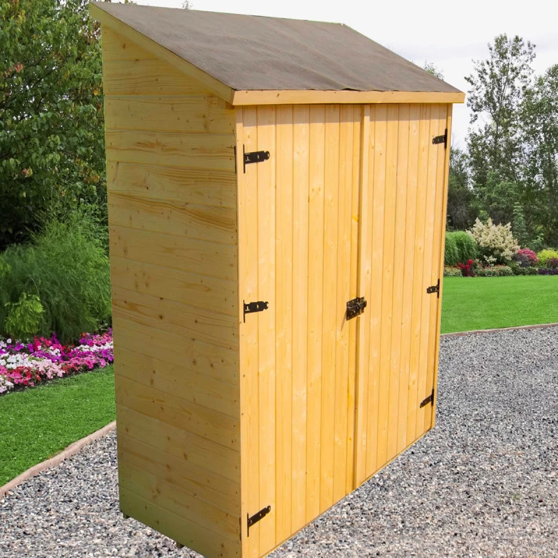 Abri Mural En Bois Brut 0,70m² Avec 3 étagères De Rangement - Habrita 2 Abri Mural En Bois Brut 0,70m² Avec 3 étagères De Rangement - Habrita – Image 2