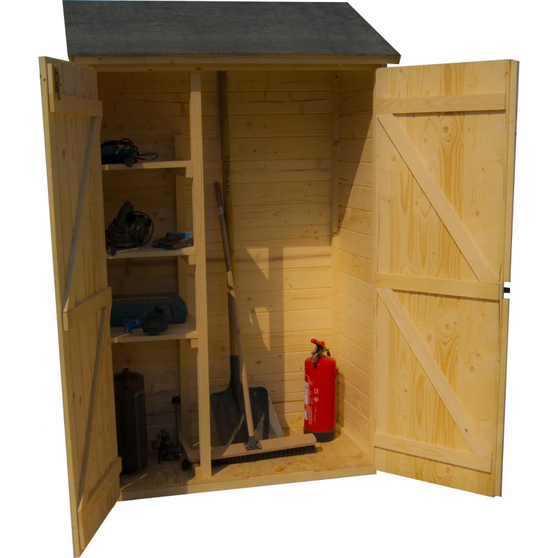 Abri Mural En Bois Brut 0,70m² Avec 3 étagères De Rangement - Habrita 1 Abri Mural En Bois Brut 0,70m² Avec 3 étagères De Rangement - Habrita