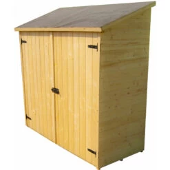 Abri Mural En Bois Brut 1m² Avec 2 étagères De Rangement - Habrita -Outdoor Soldes abri mural en bois brut 1m avec 2 etageres de rangement habrita 3