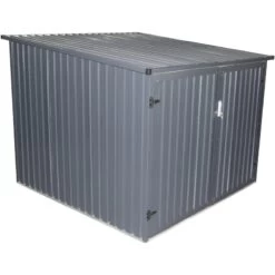 Outdoor Soldes -Outdoor Soldes abri pour 4 velos en acier galvanise gris avec rails de rangement 402m chalet et jardin 1