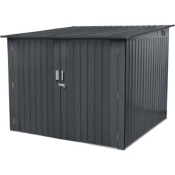 Abri Pour 4 Vélos En Métal Anthracite 4,2m² + Kit D'ancrage X-METAL -Outdoor Soldes abri pour 4 velos en metal anthracite 42m kit d ancrage x metal 1