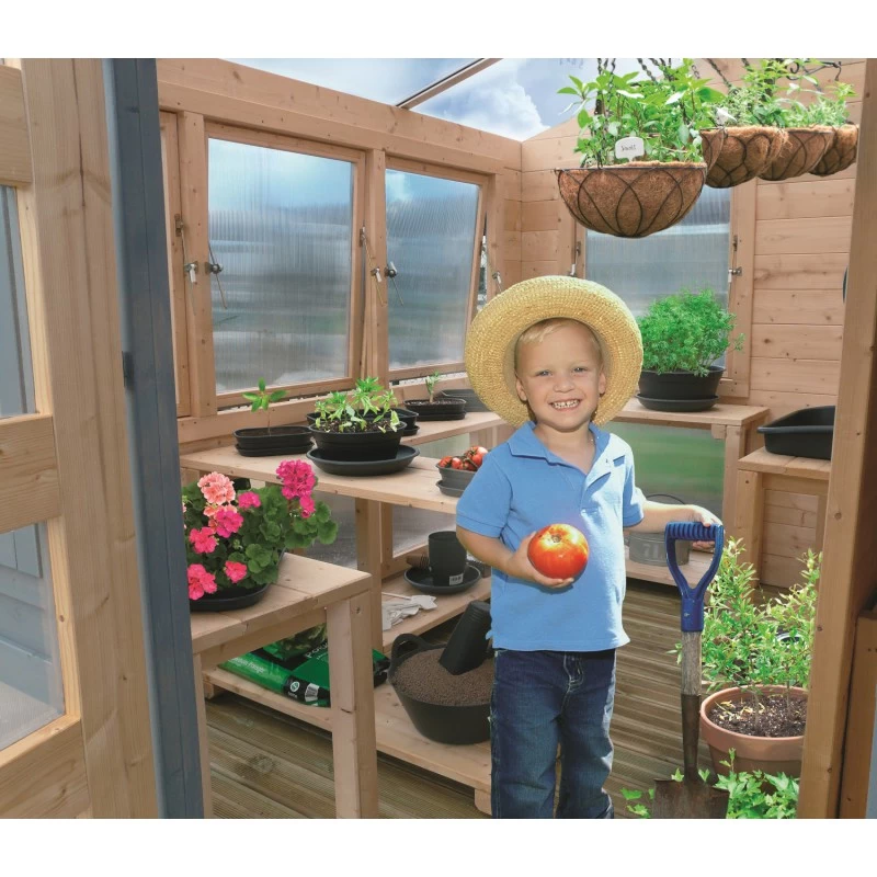 Abri Serre En Bois Massif 28mm - 8,91m² Toit Gradin SOLID 5 Abri Serre En Bois Massif 28mm - 8,91m² Toit Gradin SOLID – Image 5