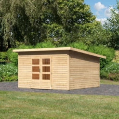 Abri Toit Plat 13,60m² Bois Massif 40mm Northeim 5 – Karibu