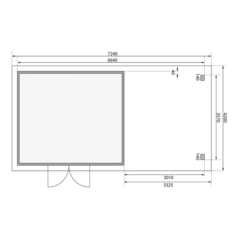 Abri Toit Plat 13,60m² Bois Massif Gris Terre 40mm Northeim 5 Avec Appentis 330cm Et Paroi Arrière – Karibu 3 Abri Toit Plat 13,60m² Bois Massif Gris Terre 40mm Northeim 5 Avec Appentis 330cm Et Paroi Arrière – Karibu – Image 3