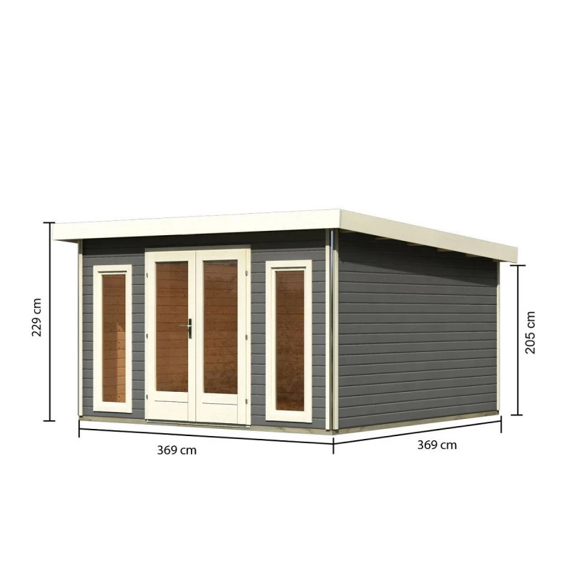 Abri Toit Plat 13,60m² Bois Massif Gris Terre 40mm Radeburg 3 – Karibu 2 Abri Toit Plat 13,60m² Bois Massif Gris Terre 40mm Radeburg 3 – Karibu – Image 2