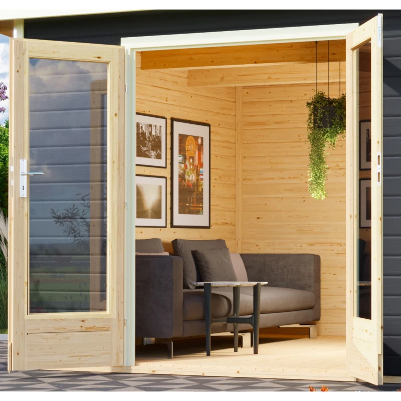 Abri Toit Plat 13,60m² Bois Massif Gris Terre 40mm Radeburg 3 – Karibu 4 Abri Toit Plat 13,60m² Bois Massif Gris Terre 40mm Radeburg 3 – Karibu – Image 4