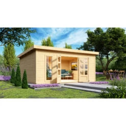 Abri Toit Plat 18,08m² Bois Massif 40mm Northeim 6 – Karibu -Outdoor Soldes abri toit plat 1808m bois massif 40mm northeim 6 woodfeeling 3