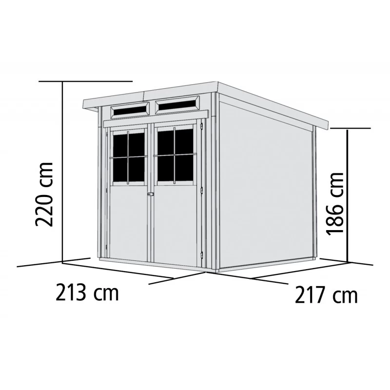 Abri Toit Plat En Bois Massif 19mm 4.62m² Glücksburg 3 - Karibu 2 Abri Toit Plat En Bois Massif 19mm 4.62m² Glücksburg 3 - Karibu – Image 2