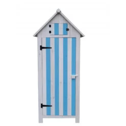 Armoire De Jardin En Bois Lasuré Bleu Et Blanc 0,41m² - Habrita
