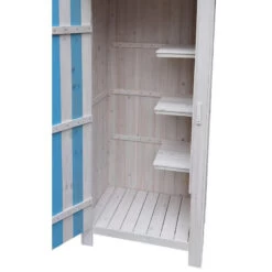 Armoire De Jardin En Bois Lasuré Bleu Et Blanc 0,41m² - Habrita -Outdoor Soldes armoire de jardin en bois lasure bleu et blanc 041m habrita 4