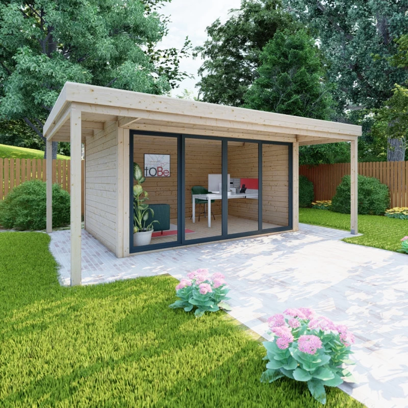 Bureau De Jardin En Bois Massif Avec Terrasse 16,5m² - Madriers 40mm Gardy Shelter 3 Bureau De Jardin En Bois Massif Avec Terrasse 16,5m² - Madriers 40mm Gardy Shelter – Image 3