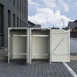 Cache-poubelle 2 Compartiments Müllbox En Aluminium Gris 2x240L – HIDE -Outdoor Soldes cache poubelle 2 compartiments mullbox en aluminium gris 2x240l hide 3