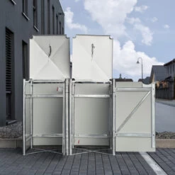 Cache-poubelle 2 Compartiments Müllbox En Aluminium Gris 2x240L – HIDE -Outdoor Soldes cache poubelle 2 compartiments mullbox en aluminium gris 2x240l hide 4