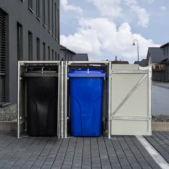 Cache-poubelle 2 Compartiments Müllbox En Aluminium Gris 2x240L – HIDE -Outdoor Soldes cache poubelle 2 compartiments mullbox en aluminium gris 2x240l hide 5