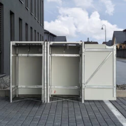 Cache-poubelle 2 Compartiments Müllbox En Aluminium Noir 2x240L – HIDE -Outdoor Soldes cache poubelle 2 compartiments mullbox en aluminium noir 2x240l hide 2