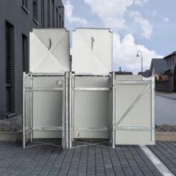 Cache-poubelle 2 Compartiments Müllbox En Aluminium Noir 2x240L – HIDE -Outdoor Soldes cache poubelle 2 compartiments mullbox en aluminium noir 2x240l hide 3