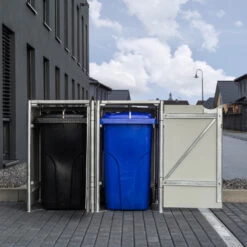 Cache-poubelle 2 Compartiments Müllbox En Aluminium Noir 2x240L – HIDE -Outdoor Soldes cache poubelle 2 compartiments mullbox en aluminium noir 2x240l hide 4