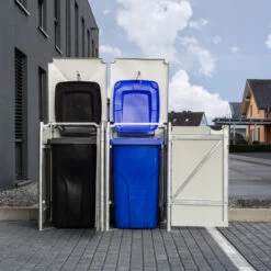 Cache-poubelle 2 Compartiments Müllbox En Aluminium Noir 2x240L – HIDE -Outdoor Soldes cache poubelle 2 compartiments mullbox en aluminium noir 2x240l hide 5