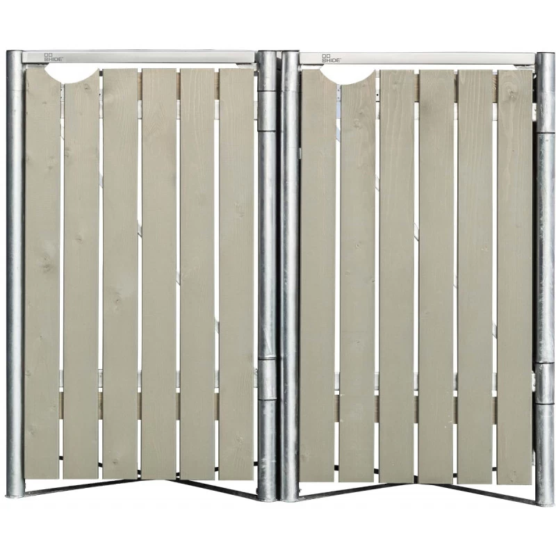 Cache-poubelle 2 Compartiments Müllbox En Bois Traité Gris 2x140L – HIDE 2 Cache-poubelle 2 Compartiments Müllbox En Bois Traité Gris 2x140L – HIDE – Image 2