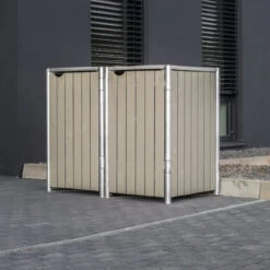 Cache-poubelle 2 Compartiments Müllbox En Bois Traité Gris 2x140L – HIDE 5 Cache-poubelle 2 Compartiments Müllbox En Bois Traité Gris 2x140L – HIDE -Outdoor Soldes cache poubelle 2 compartiments mullbox en bois traite gris 2x140l hide 2