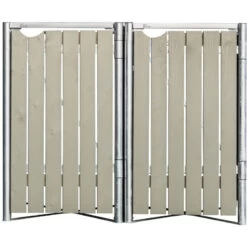 Cache-poubelle 2 Compartiments Müllbox En Bois Traité Gris 2x240L – HIDE -Outdoor Soldes cache poubelle 2 compartiments mullbox en bois traite gris 2x240l hide 2