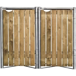 Cache-poubelle 2 Compartiments Müllbox En Bois Traité Naturel 2x140L – HIDE -Outdoor Soldes cache poubelle 2 compartiments mullbox en bois traite naturel 2x140l hide 2