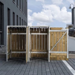 Cache-poubelle 2 Compartiments Müllbox En Bois Traité Naturel 2x140L – HIDE -Outdoor Soldes cache poubelle 2 compartiments mullbox en bois traite naturel 2x140l hide 4