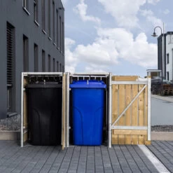 Cache-poubelle 2 Compartiments Müllbox En Bois Traité Naturel 2x140L – HIDE -Outdoor Soldes cache poubelle 2 compartiments mullbox en bois traite naturel 2x140l hide 5