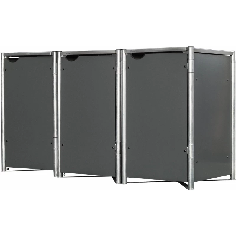 Cache-poubelle 3 Compartiments Müllbox En Aluminium Gris 3x140L – HIDE 2 Cache-poubelle 3 Compartiments Müllbox En Aluminium Gris 3x140L – HIDE – Image 2