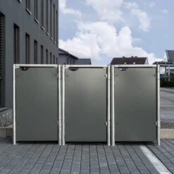 Cache-poubelle 3 Compartiments Müllbox En Aluminium Gris 3x140L – HIDE 8 Cache-poubelle 3 Compartiments Müllbox En Aluminium Gris 3x140L – HIDE -Outdoor Soldes cache poubelle 3 compartiments mullbox en aluminium gris 3x140l hide 2