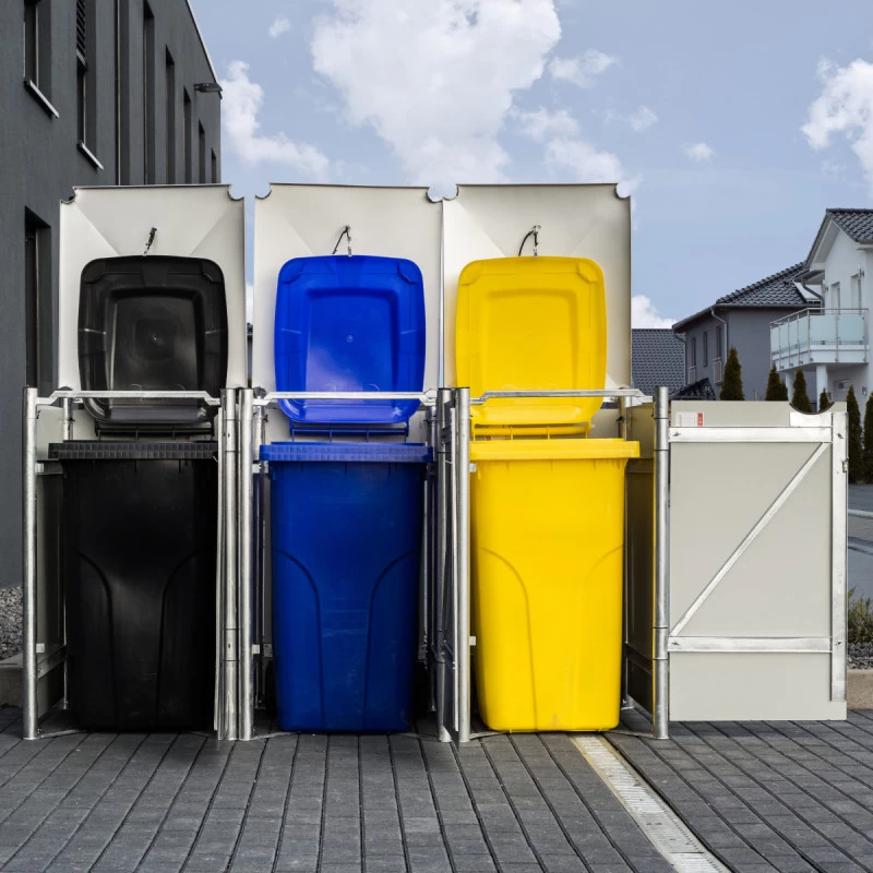 Cache-poubelle 3 Compartiments Müllbox En Aluminium Gris 3x140L – HIDE 6 Cache-poubelle 3 Compartiments Müllbox En Aluminium Gris 3x140L – HIDE – Image 6