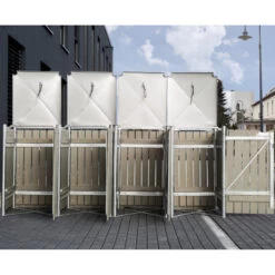 Cache-poubelle 4 Compartiments Müllbox En Bois Traité Gris 4x140L – HIDE -Outdoor Soldes cache poubelle 4 compartiments mullbox en bois traite gris 4x140l hide 3