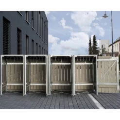 Cache-poubelle 4 Compartiments Müllbox En Bois Traité Gris 4x240L – HIDE -Outdoor Soldes cache poubelle 4 compartiments mullbox en bois traite gris 4x240l hide 2