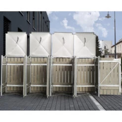 Cache-poubelle 4 Compartiments Müllbox En Bois Traité Gris 4x240L – HIDE -Outdoor Soldes cache poubelle 4 compartiments mullbox en bois traite gris 4x240l hide 3