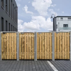 Outdoor Soldes -Outdoor Soldes cache poubelle 4 compartiments mullbox en bois traite naturel 4x140l hide 1