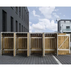 Cache-poubelle 4 Compartiments Müllbox En Bois Traité Naturel 4x140L – HIDE -Outdoor Soldes cache poubelle 4 compartiments mullbox en bois traite naturel 4x140l hide 3