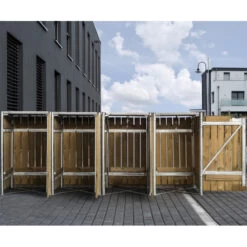 Cache-poubelle 4 Compartiments Müllbox En Bois Traité Naturel 4x240L – HIDE -Outdoor Soldes cache poubelle 4 compartiments mullbox en bois traite naturel 4x240l hide 2