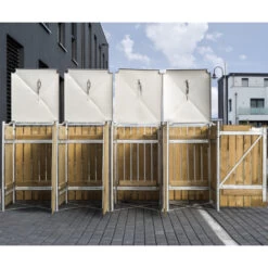 Cache-poubelle 4 Compartiments Müllbox En Bois Traité Naturel 4x240L – HIDE -Outdoor Soldes cache poubelle 4 compartiments mullbox en bois traite naturel 4x240l hide 3